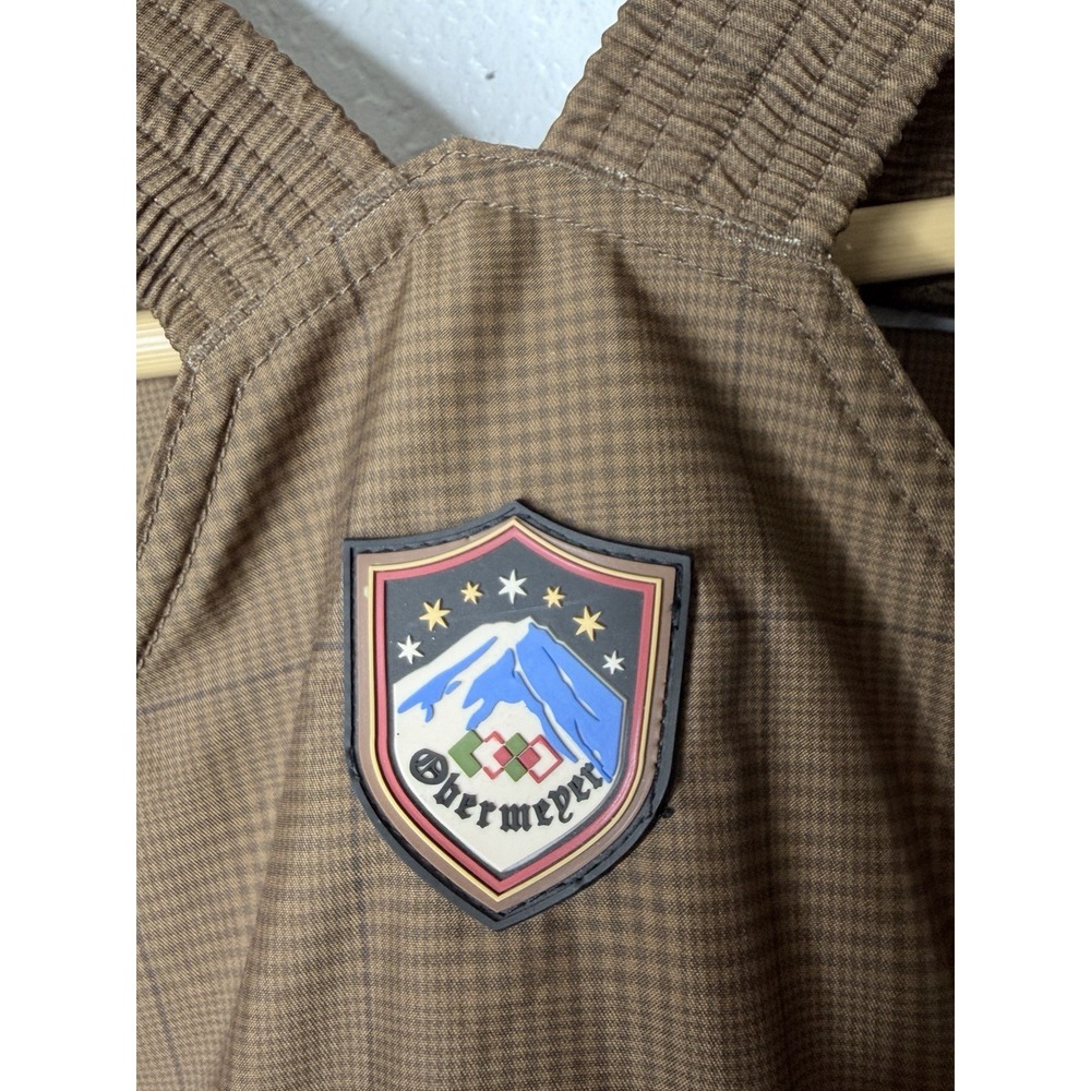 Obermeyer Worker Bib Pant Boys 4 Brown Plaid Insulated Snow Ski Bib I-Grow - Picture 6 of 15